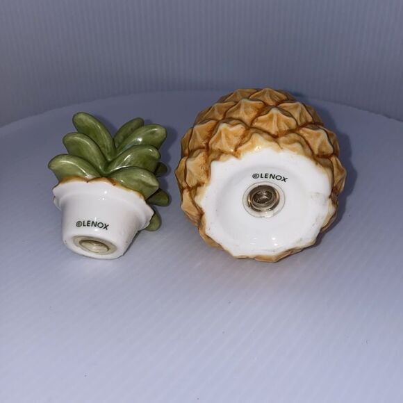 Lenox Rare Vintage Pineapple Salt & Pepper Shaker Tan & Green EUC - Picture 5 of 11